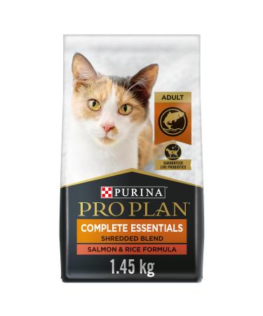 Purina Pro Plan Dry Cat Food Complete Essentials Shredded Blend Salmon & Rice - 1.45 kg Bag (1 Pack)