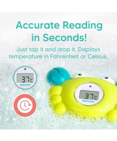 Aycorn Digital Baby Bath Thermometer - LED Fahrenheit Water & Room Temperature Monitor with Safety Warning - Infant Floating Bath Toy - Buy Online on GoSupps.com