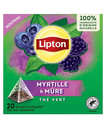 Lipton Green Tea Flavored Green Tea Cold or Hot Infusion Blueberry & Blackberry Taste Wellness 100% Natural Origin Ingredient