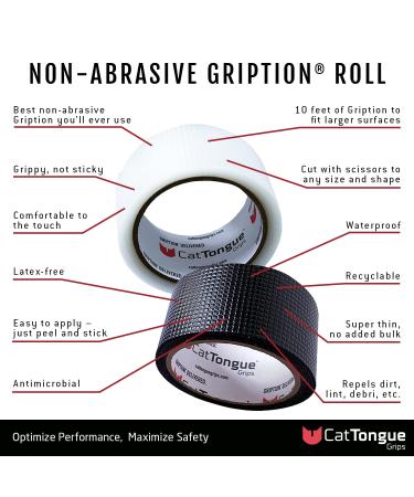 Non-Abrasive CATTONGUE Grips - Heavy Duty Waterproof Anti Slip Tape for Indoor & Outdoor Use - Black (1 Pack) - Buy Online on GoSupps.com