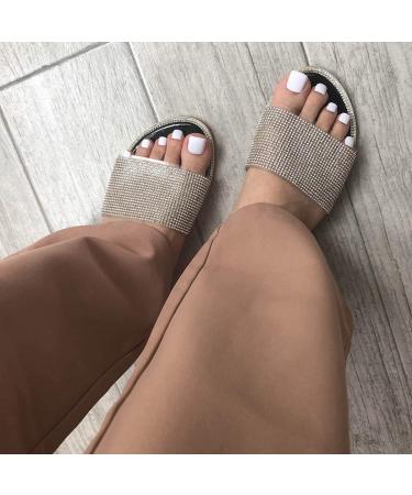 ELABEST Solid Color Matte False Toe Nails - Short Square Full Cover 24PCS Fake Toenails (White) - Buy Online on GoSupps.com
