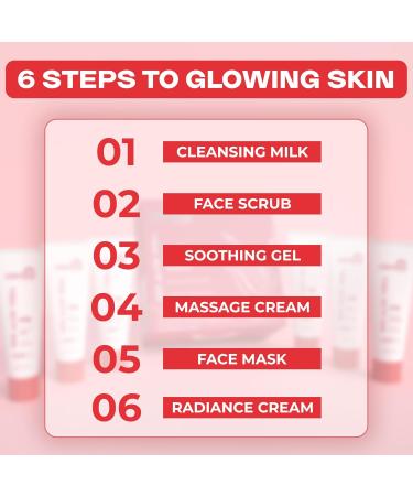 Clensta Red Aloe Vera Facial Kit - 6 Steps for Radiant Skin | Vitamin C & Niacinamide | Reduces Dark Spots | 2.12 Oz/60g | International Shipping Available - Buy Online on GoSupps.com