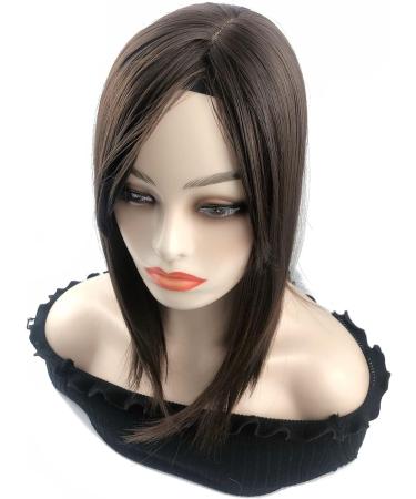 35cm Free Part Silk Base Clip-in Topper with Bangs - Cold Brown - Buy Online on GoSupps.com