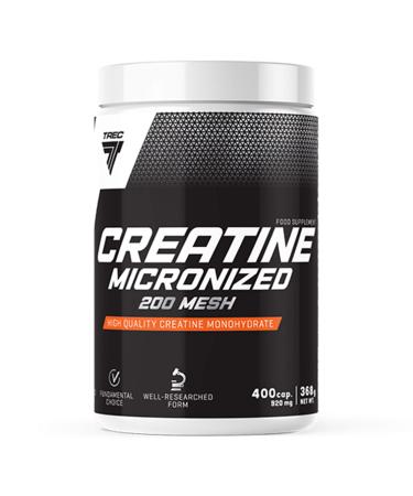 Trec nutrition creatine micronized 200 mesh 1 Pack x 400 capsules - creatine micronized monohydrates - supplement for muscle strength - without additives - pills