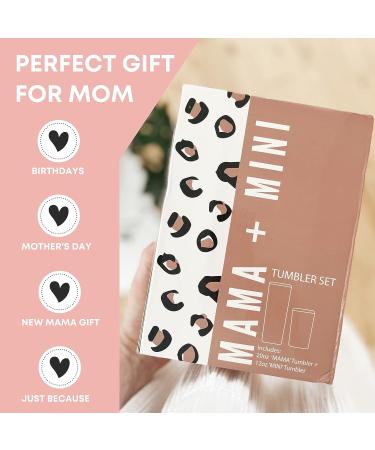Mama and Mini Insulated Stainless Steel Tumbler Set - Spill Proof with Straw, Dishwasher Safe - Mommy and Me Accessories - 20oz 12oz (Blush Pink Leopard Print) - Buy Online on GoSupps.com