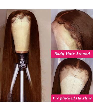 ZLIKE 28inch Brown Straight HD Lace Front Wig - Brazilian Virgin Human Hair Wig for Women - Buy Online on GoSupps.com