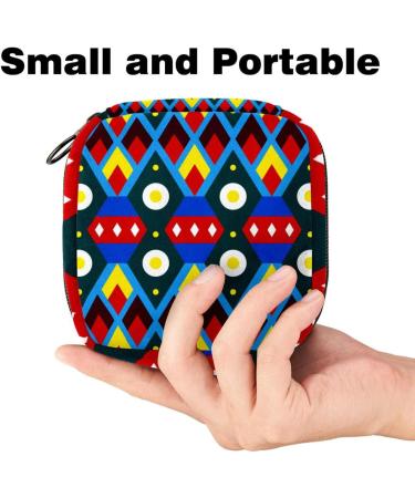 Geometric Blue Women's Menstrual Pad & Cup Pocket - Zippered Storage for Teens & Women - Buy Online on GoSupps.com