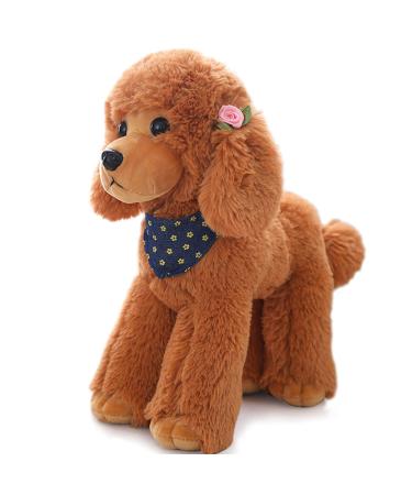 Heionia Teddy dog cuddly toy dog plush toy with scarf kawaii pudel plush fabric animal dog dog dog gift for children girls (brown 20cm) brown 20cm