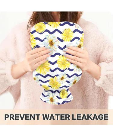 Naanle 2L White & Yellow Daisy Heat Bottle - Transparent Hot Water Bottle for Bed Hand & Feet Warmer Pain Relief & Cold Therapy - Buy Online on GoSupps.com