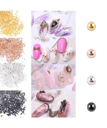 Shop 4Pcs Metal Nail Art Pearls - 3D Decoration Mini Caviar Beads & Manicure Accessories in Silver Gold Gray & Rose Gold | International Shipping - Buy Online on GoSupps.com