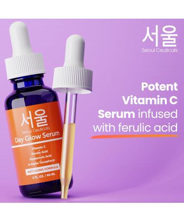 SeoulCeuticals Korean 20% Vitamin C Hyaluronic Acid Serum + CE Ferulic Acid Potent Anti Aging Anti Wrinkle K Beauty - 2 Oz - Buy Online on GoSupps.com