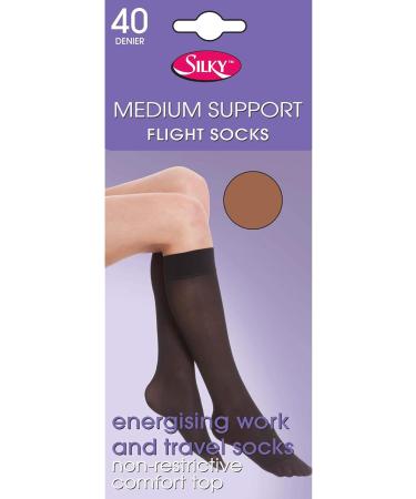 Silky 40 Denier Medium Support Flight Socks - One Size (EUR 36-41) - Comfortable Melon Travel Socks for Men & Women - International Shipping Available - Buy Online on GoSupps.com