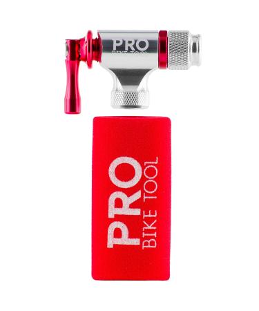 PRO BIKE TOOL CO2 Inflator for Bike Tires - Quick & Easy - Presta and Schrader Valve Compatible - Bicycle Tire Pump for Road and Mountain Bikes - Insulated Sleeve - No CO2 Cartridges Included Red