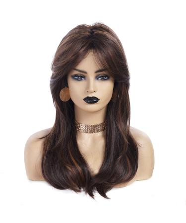 Rugelyss Long Natural Wavy Wig Layered Light Brown Hair and Blonde Balayage Color with Highlights Synthetic Wigs for White Women
