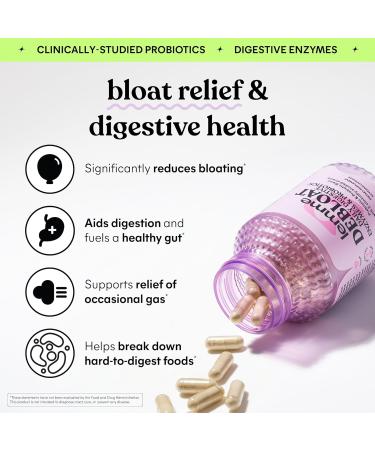 Lemme Debloat 3-in-1 Prebiotic Probiotic & Digestive Enzyme Capsules for Bloating & Gas Relief - 2 Clinically Studied Probiotics w/5 Digestive Enzymes to Improve Digestion Women & Men (60 Count) - Buy Online on GoSupps.com