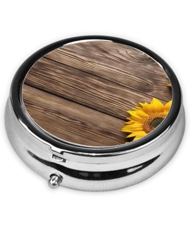 Sunflower Printed Mini Round Pill Box - 3 Compartment Travel Organizer for Medicine Portable Pocket Case for Home & Office - Buy Online on GoSupps.com