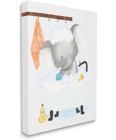 Stupell Industries Baby Elephant Bubble Bath Rubber Duck Bathroom Wall Art - Gallery Wrapped Canvas - Buy Online on GoSupps.com
