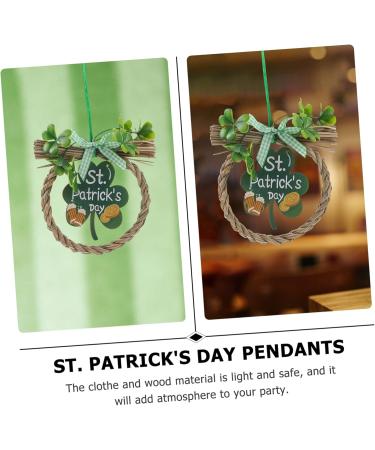 Abaodam 2pcs Shamrock Wooden Sign Hanging Front Door Wreaths Irish Party Wood St. Patrick's Day Pendants - Buy Online on GoSupps.com