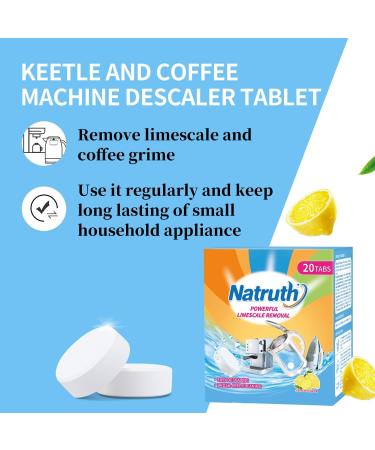 Buy NATRUTH 20 Pack Limescale Removal & Odor-Free Cleaning Tablets | Efficient Kettle & Coffee Cup Descaler for Stainless Steel | International Shipping Available - Buy Online on GoSupps.com