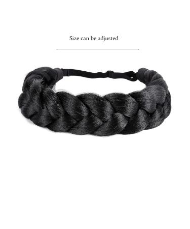 Bohemian Braided Headband Wig - Oversized Strand, Classic Style, Elastic Synthetic Hairband for Women and Girls (Black 1B) - Buy Online on GoSupps.com