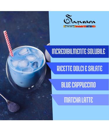  Samsara SAMSARA 100% Organic Blue Matcha Tea | Against Anxiety and Stress Natural Antioxidant Made in Thailand | Viral web content - Buy Online on GoSupps.com