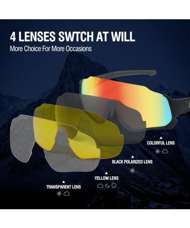 DUCO Polarized Kids Baseball Sunglasses with 3 Lenses - Black Frame, Orange Colorful Lens - Buy Online on GoSupps.com