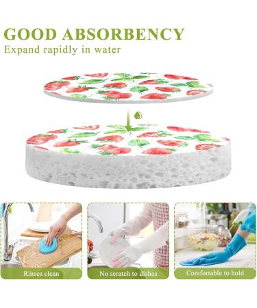 3-Pack Cleaning Kitchen Sponges Oval Watercolor Strawberry Kitchen Cellulose Dishwashing Wood Pulp Cotton - Buy Online on GoSupps.com
