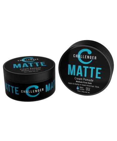 Challenger Mens Matte Cream Pomade, Combo | Natural Finish, Clean & Subtle Scent | Medium Firm Hold | Best Water Based Hair Styling Paste, Wax, Fiber, Clay, Gel All In One SAVE - Combo Pack
