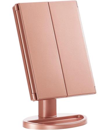 HMGOLD LED Makeup Vanity Mirror - 2X 3X 10X Magnification, Touch Control Dimmable, Dual Power Supply - Portable & Travel-Friendly Gift for Women - Rose Gold - Buy Online on GoSupps.com