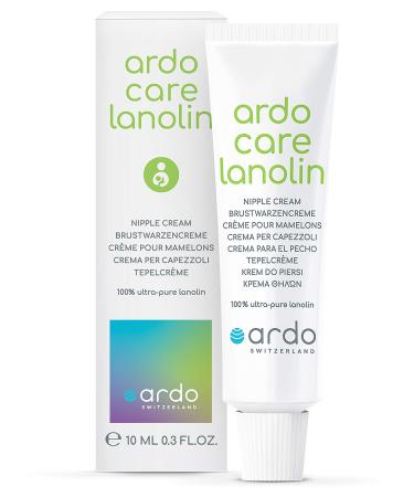 ARDO Care Lanolin Nipple Cream 10ml. Medical Grade Breastfeeding Nipple Balm For Sore Cracked Nipples. Made With 100% Ultra-Pure Lanolin. Rapid Relief Breast Nipplecream For Nursing. (1 x 10ml) 10 ml (Pack of 1)
