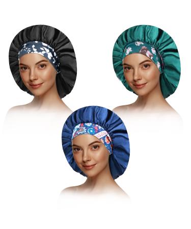 Silk Cap Satin Bonnet Hair Bonnet for Sleeps Satin Cap for Hair Bonnets for Women Hair Caps Silk Bonnet for Natural Hair (3 Pieces)