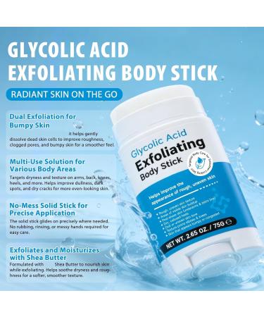 Glycolic Acid Exfoliating Body Stick 75g Body Cream & Exfoliator for Strawberry Skin Treatment on Legs Arms and Dry Rough Skin Reduces Acne with Shea Butter One Targeted Solution - Buy Online on GoSupps.com