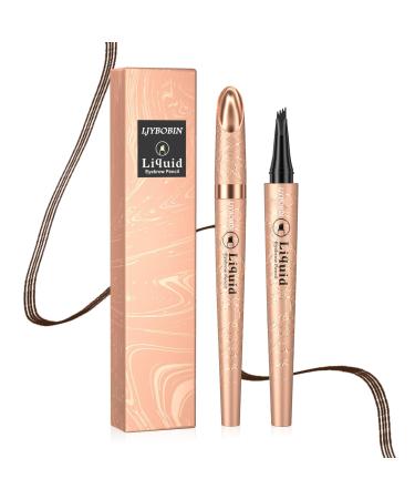 Eyebrow Pen Eyebrow Makeup Pencil Waterproof 4 Point Brow Pen Long Lasting Smudge Proof Eyebrow Microblading Pen Dark Curry Eye Brow Pencils for Women
