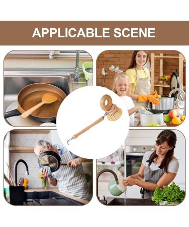 Long Handle Pot Dish Brush - Wooden Pot Scrubber | Pot Brushes for Cleaning | Kitchen Brush for Dishes | Portable Multifunctional Cleaning Tool Household Pans Brush for Sink Dish Brush - Buy Online on GoSupps.com
