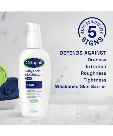 Cetaphil Night Moisturizer for Face Hydrating Facial Moisturizer with Hyaluronic Acid For All Skin Types Lightweight and Non-Comedogenic Dermatologist Recommended for Sensitive Skin 3oz 3 Fl Oz (Pack of 1) - Buy Online on GoSupps.com