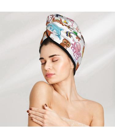 Soft Super Absorbent Animal Cartoon Microfiber Hair Towel Wrap | Quick Dry Cap for Long Curly & Thick Hair - Buy Online on GoSupps.com