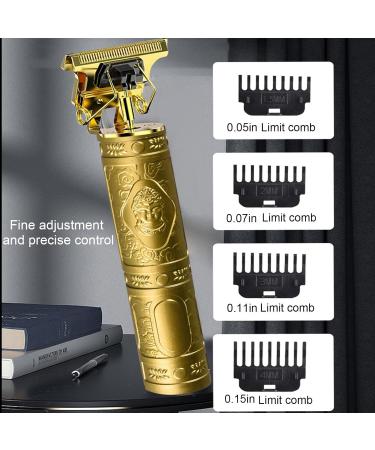 Men Hair Clippers | USB Zero Gapped T Bla-des Hair Cutting Kit |Electric Hair Trimmer Cordless Rechargeable Men Grooming Kit | Gapped Beard Shaver with 4 Limit Combs for Families and Barber Gold - Buy Online on GoSupps.com