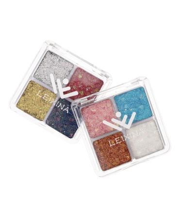 OHPHCALL 2pcs Glitter Eye Makeup Face Glitter Eyeshadow Palette Makeup Eye Shadow Eyeshadow Sparkle Shimmer