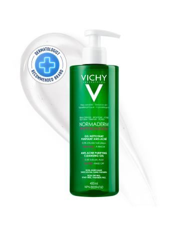 Vichy Anti-Acne Facial Cleanser Normaderm Purifying Cleansing Gel for Acne-Prone Skin with Salicylic Acid Oil-free and Soap-Free Non-Comedogenic Hypoallergenic Dermatologist Recommended Paraben-Free 400mL