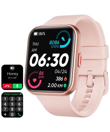 Smart Watches for WomenCall Receive/Dial Fitness Watches for Women Alexa Built-in1.7'Touch Screen Fitness Tracker Heart Rate Blood Oxygen Sleep Monitor 60 Sports IP68 for iPhone Android Compatible 1.7 Pink