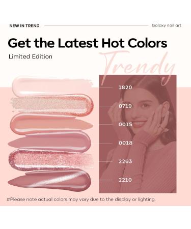 Modelones Nude Pink Glitter Gel Nail Polish Kit - 6 Colors | Soak off, Cat Eye Magnetic, DIY Manicure | Salon Quality Neutral Tones for Women - Buy Online on GoSupps.com