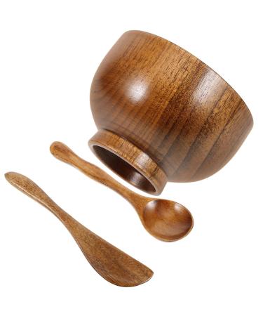 Zerodeko Bol Masque Bois Portable Set avec Cuill re et B ton de M lange pour Soins Visage Kit Pratique pour Fabrication Masque Maison R utilisable