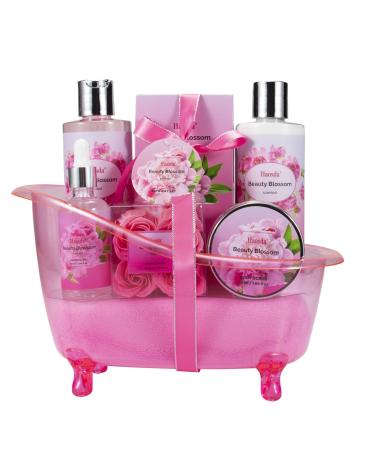 Bath Set Gift Basket for Women bath body Gifts Set perfume gift sets for women Spa gift basket 8pcs Bath Body kit bath products set Include Essential Oil red