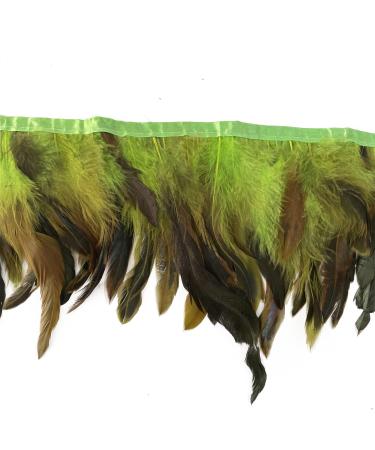 Zamplinka Rooster Hackle Feather Trim Fringe Craft Feather 5-7 inch Width Clothing Accessoriesparty Decoration Pack of 2 Yards Green
