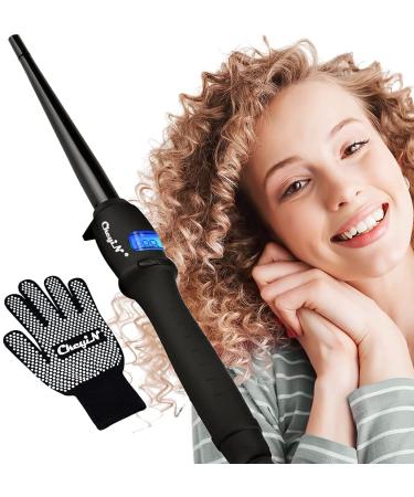 CkeyiN Curling Wands 9-19mm Curling Irons for Long&Short Hair with Glove 110 210 Adjustable Automatic Shut-Down LCD Screen