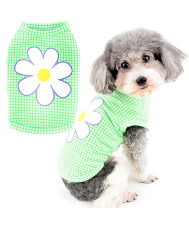 Zunea Dog Shirts for Small Dogs Soft Cotton Summer T-Shirts Plaid Flower Puppy Vest Clothes Breathable Basic Shirt Pet Girl Boy Cool Tank Top Chihuahua Yorkshire Terrier Apparel Green M M green
