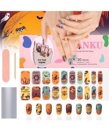 Halloween Gel Nail Polish Strips EBANKU 20 Stickers Halloween Gel Nail Polish Stickers Halloween Pumpkin Witch Nail Wraps with Nail File Stick (UV/LED Lamp Required) - Buy Online on GoSupps.com