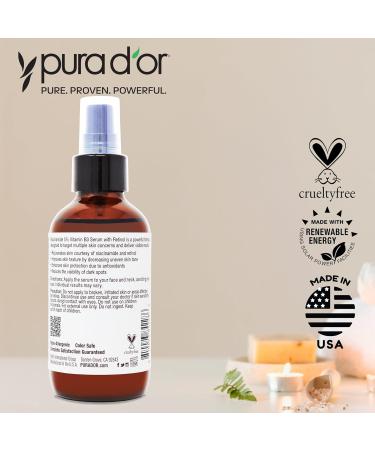 PURA D'OR 3.3 Oz B3 Niacinamide Advanced Facial Serum - Skin Care Formula with Retinol For Wrinkles Hydration & Radiant Complexion - All Skin Types Hypoallergenic - Women & Men 3.3 Ounce (Pack of 1) - Buy Online on GoSupps.com