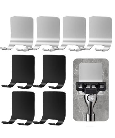 8 Stk razor bracket shower razor holder shower razor holder shower stainless steel razor holder hook without drilling self -adhesive holder shower shower hangers for bathroom kitchen door wall hook
