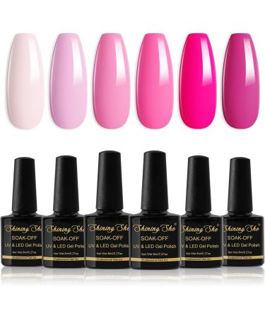 Shining She Gel Nail Polish Set Pink 6 Colors - Soak-Off UV/LED Pink Rose Gel Kit for Nail Art Salon & DIY Home 8ML - Blue Series Gift - Buy Online on GoSupps.com